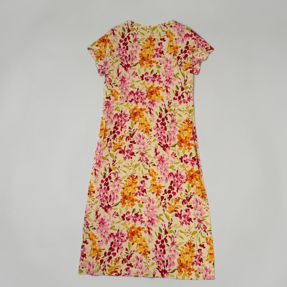 Liz Claiborne Floral Linen Blend Maxi Dress Size 12 Cottagecore Garden Party - Picture 8 of 8